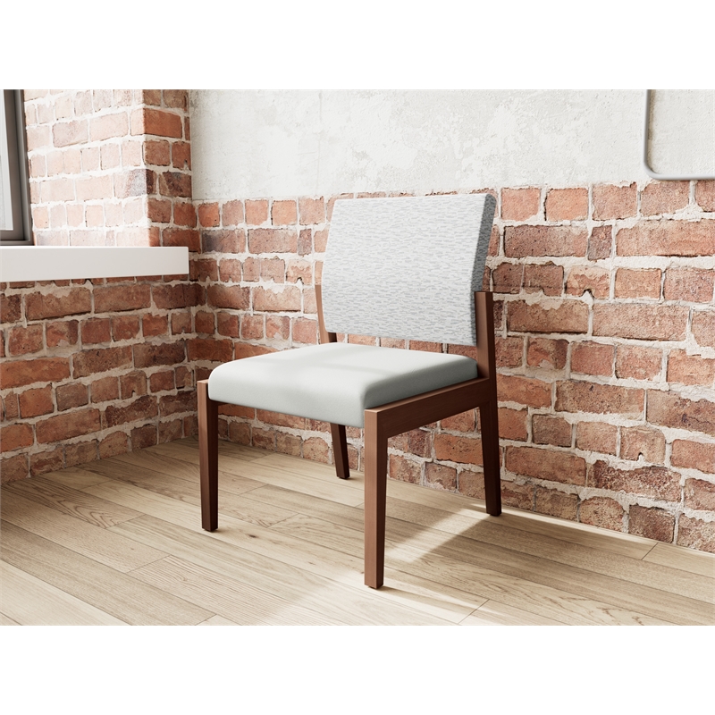 Lesro Brooklyn Waiting Reception Armless Guest Chair Wood Frame in Gray