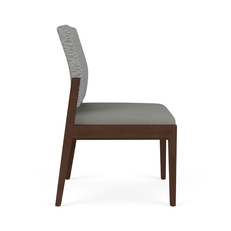 Lesro Brooklyn Waiting Reception Armless Guest Chair Wood Frame in Gray