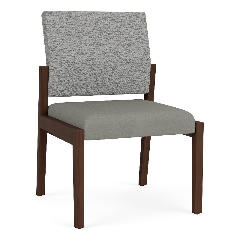 Lesro Brooklyn Waiting Reception Armless Guest Chair Wood Frame in Gray