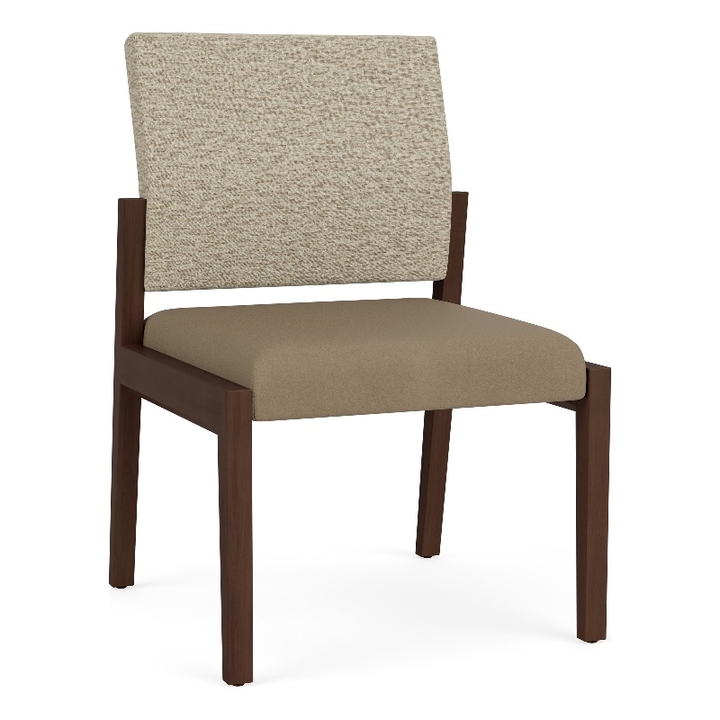 Lesro Brooklyn Waiting Reception Armless Guest Chair Wood Frame in Brown
