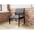 Lesro Brooklyn Waiting Reception Wide Guest Chair Wood Frame in Black