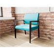 Lesro Brooklyn Waiting Reception Wide Guest Chair Wood Frame in Teal