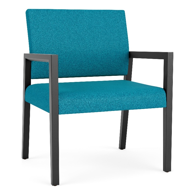 Lesro Brooklyn Waiting Reception Wide Guest Chair Wood Frame in Teal