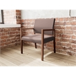 Lesro Brooklyn Waiting Reception Wide Guest Chair Wood Frame in Brown