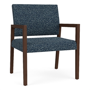 Lesro Brooklyn Waiting Reception Wide Guest Chair Wood Frame in Blue