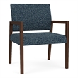 Lesro Brooklyn Waiting Reception Wide Guest Chair Wood Frame in Blue