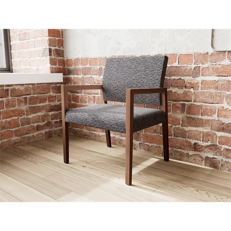 Lesro Brooklyn Waiting Reception Wide Guest Chair Wood Frame in Black