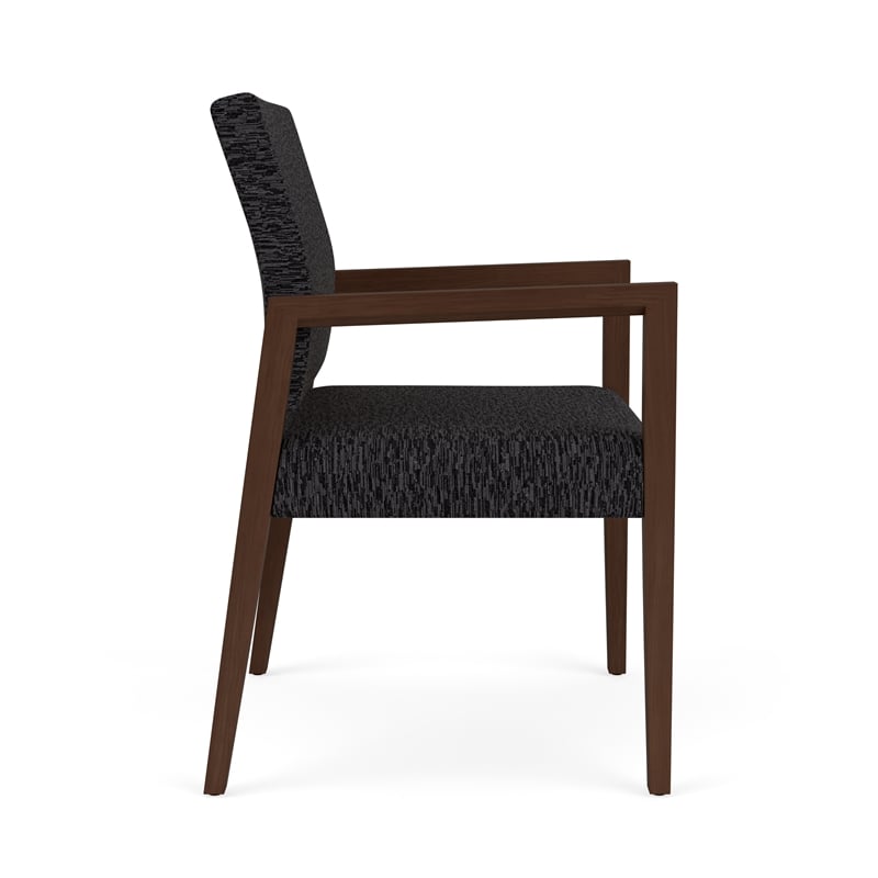 Lesro Brooklyn Waiting Reception Wide Guest Chair Wood Frame in Black