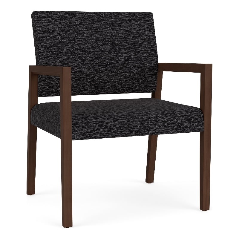 Lesro Brooklyn Waiting Reception Wide Guest Chair Wood Frame in Black