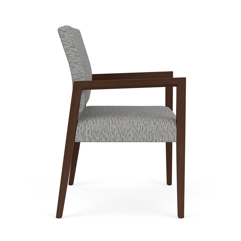 Lesro Brooklyn Waiting Reception Wide Guest Chair Wood Frame in Gray