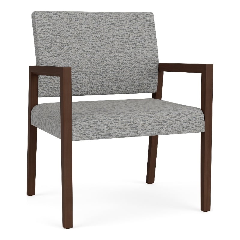 Lesro Brooklyn Waiting Reception Wide Guest Chair Wood Frame in Gray