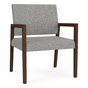 Lesro Brooklyn Waiting Reception Wide Guest Chair Wood Frame in Gray