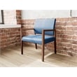 Lesro Brooklyn Waiting Reception Wide Guest Chair Wood Frame in Blue