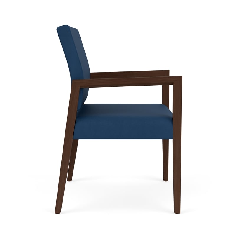 Lesro Brooklyn Waiting Reception Wide Guest Chair Wood Frame in Blue