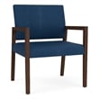 Lesro Brooklyn Waiting Reception Wide Guest Chair Wood Frame in Blue