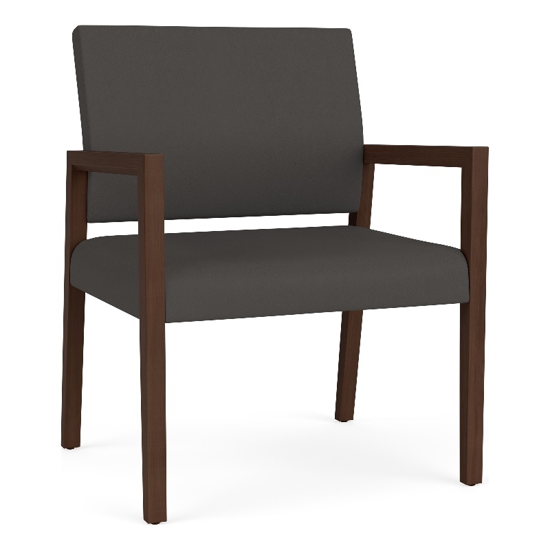 Lesro Brooklyn Waiting Reception Wide Guest Chair Wood Frame in Gray
