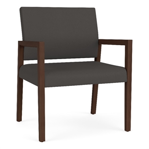 Lesro Brooklyn Waiting Reception Wide Guest Chair Wood Frame in Gray