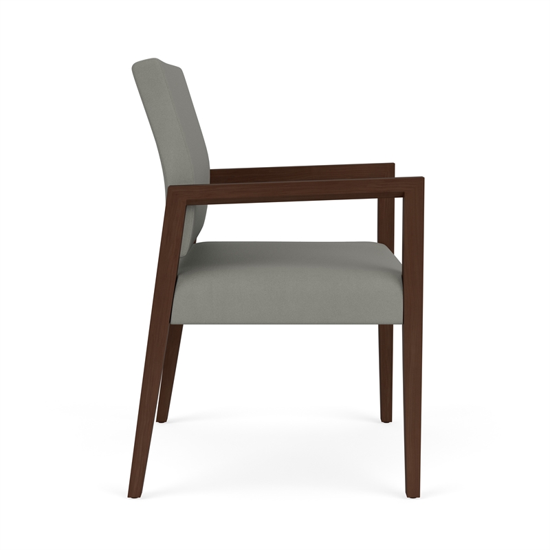 Lesro Brooklyn Waiting Reception Wide Guest Chair Wood Frame in Gray