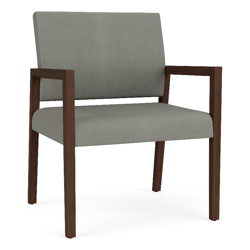 Lesro Brooklyn Waiting Reception Wide Guest Chair Wood Frame in Gray