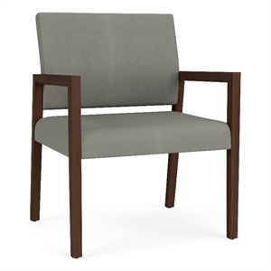 Lesro Brooklyn Waiting Reception Wide Guest Chair Wood Frame in Gray