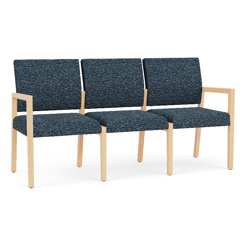 Lesro Brooklyn Waiting Reception 3 Seat Tandem Seating No Center Arms in Blue
