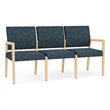 Lesro Brooklyn Waiting Reception 3 Seat Tandem Seating No Center Arms in Blue