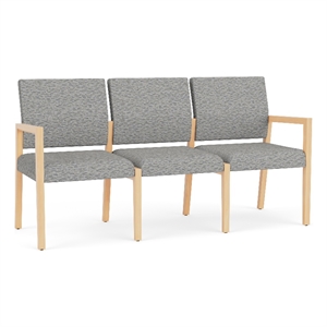 Lesro Brooklyn Waiting Reception 3 Seat Tandem Seating No Center Arms in Gray
