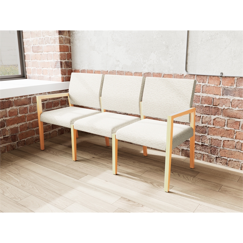 Lesro Brooklyn Waiting Reception 3 Seat Tandem Seating No Center Arms in Beige