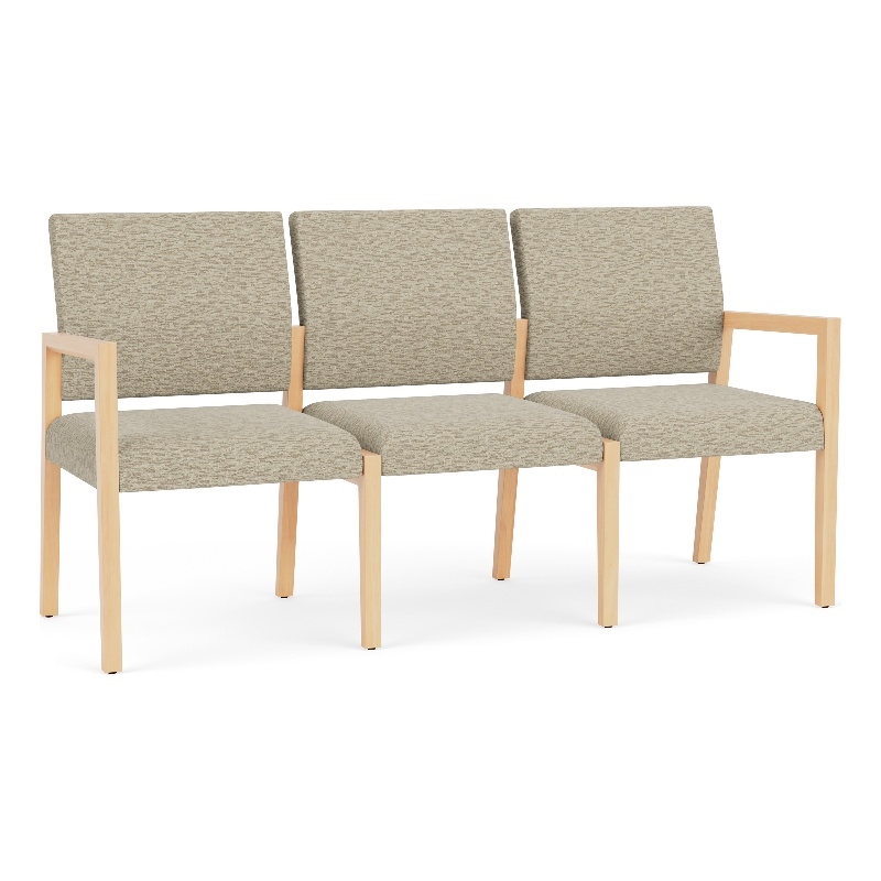 Lesro Brooklyn Waiting Reception 3 Seat Tandem Seating No Center Arms in Beige