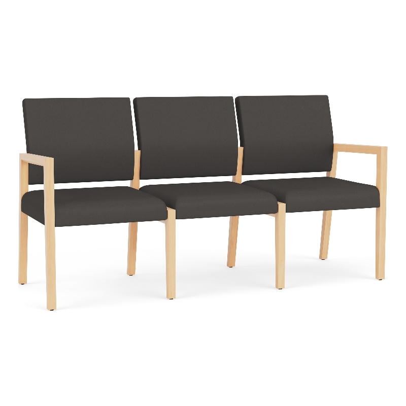 Lesro Brooklyn Waiting Reception 3 Seat Tandem Seating No Center Arms in Gray