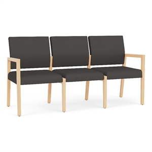 Lesro Brooklyn Waiting Reception 3 Seat Tandem Seating No Center Arms in Gray