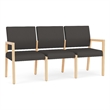 Lesro Brooklyn Waiting Reception 3 Seat Tandem Seating No Center Arms in Gray