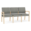 Lesro Brooklyn Waiting Reception 3 Seat Tandem Seating No Center Arms in Gray