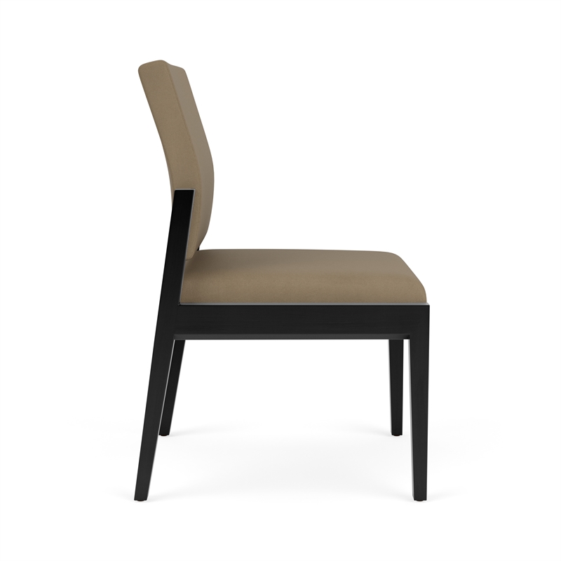 Lesro Brooklyn Waiting Reception Armless Guest Chair Wood Frame in Brown