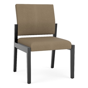 Lesro Brooklyn Waiting Reception Armless Guest Chair Wood Frame in Brown
