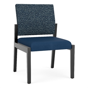 Lesro Brooklyn Waiting Reception Armless Guest Chair Wood Frame in Blue