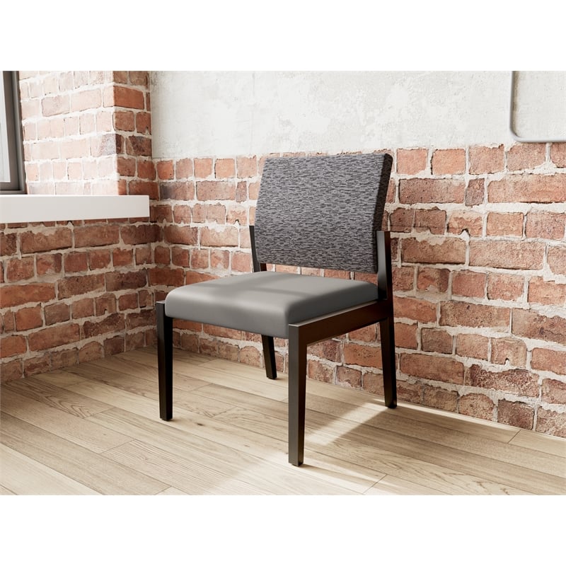 Lesro Brooklyn Waiting Reception Armless Guest Chair Wood Frame in Gray
