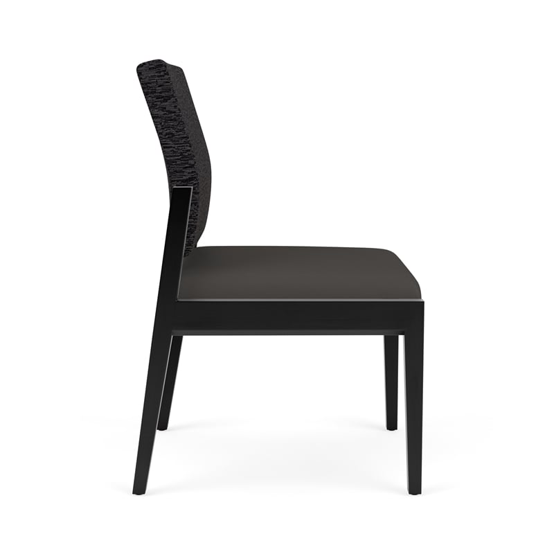 Lesro Brooklyn Waiting Reception Armless Guest Chair Wood Frame in Gray