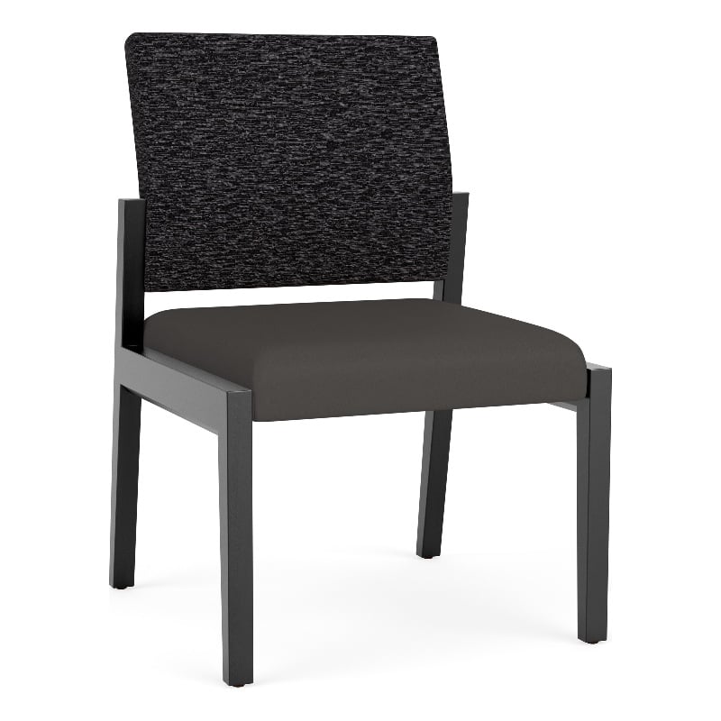 Lesro Brooklyn Waiting Reception Armless Guest Chair Wood Frame in Gray