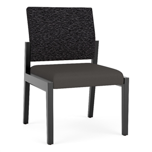 Lesro Brooklyn Waiting Reception Armless Guest Chair Wood Frame in Gray