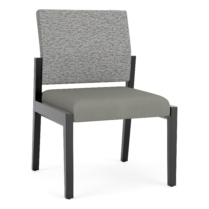 Lesro Brooklyn Waiting Reception Armless Guest Chair Wood Frame in Gray