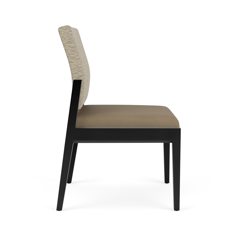 Lesro Brooklyn Waiting Reception Armless Guest Chair Wood Frame in Brown