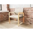 Lesro Brooklyn Waiting Reception Wide Guest Chair Wood Frame in Brown