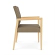 Lesro Brooklyn Waiting Reception Wide Guest Chair Wood Frame in Brown