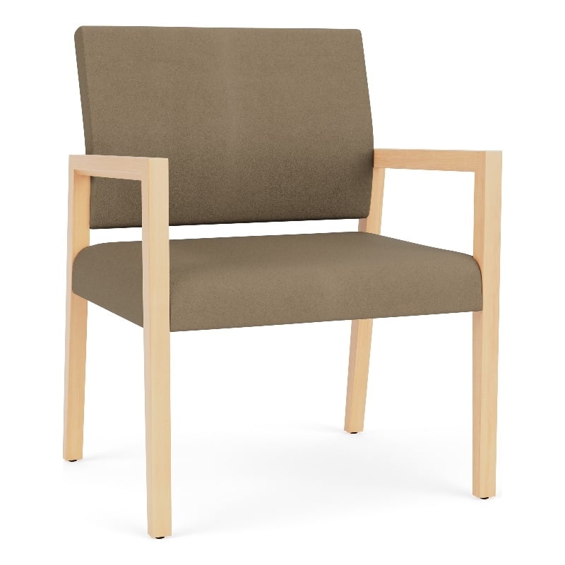 Lesro Brooklyn Waiting Reception Wide Guest Chair Wood Frame in Brown