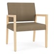 Lesro Brooklyn Waiting Reception Wide Guest Chair Wood Frame in Brown