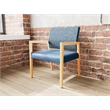 Lesro Brooklyn Waiting Reception Wide Guest Chair Wood Frame in Blue