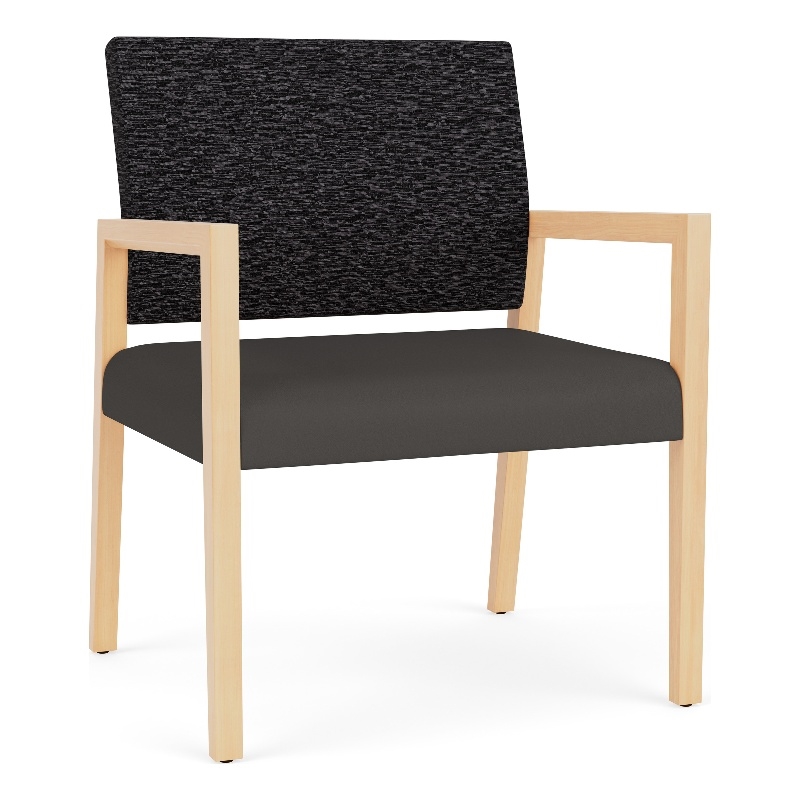 Lesro Brooklyn Waiting Reception Wide Guest Chair Wood Frame in Gray