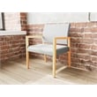Lesro Brooklyn Waiting Reception Wide Guest Chair Wood Frame in Gray