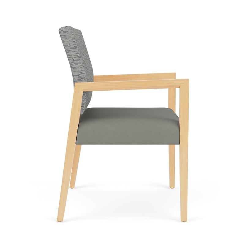 Lesro Brooklyn Waiting Reception Wide Guest Chair Wood Frame in Gray